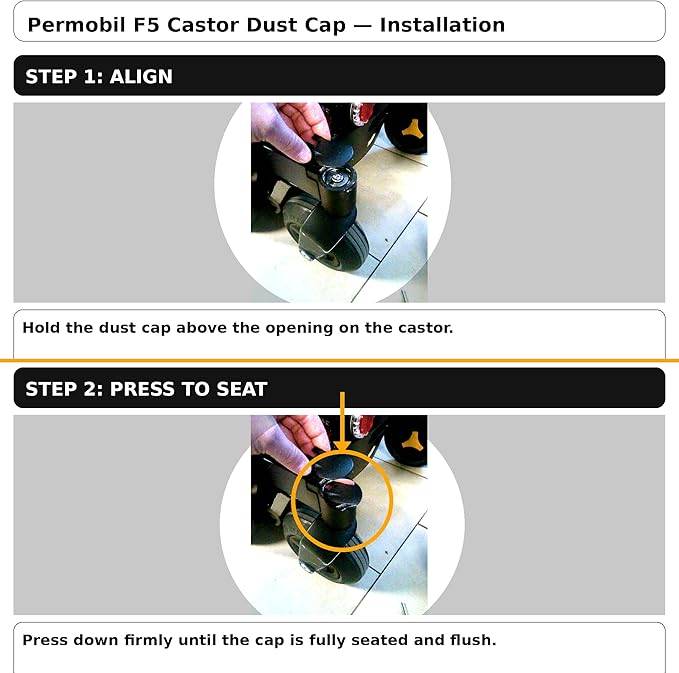 MoRollz Rear Caster Cap Cover for Permobil Power Wheelchair F3/F5 - Image 4
